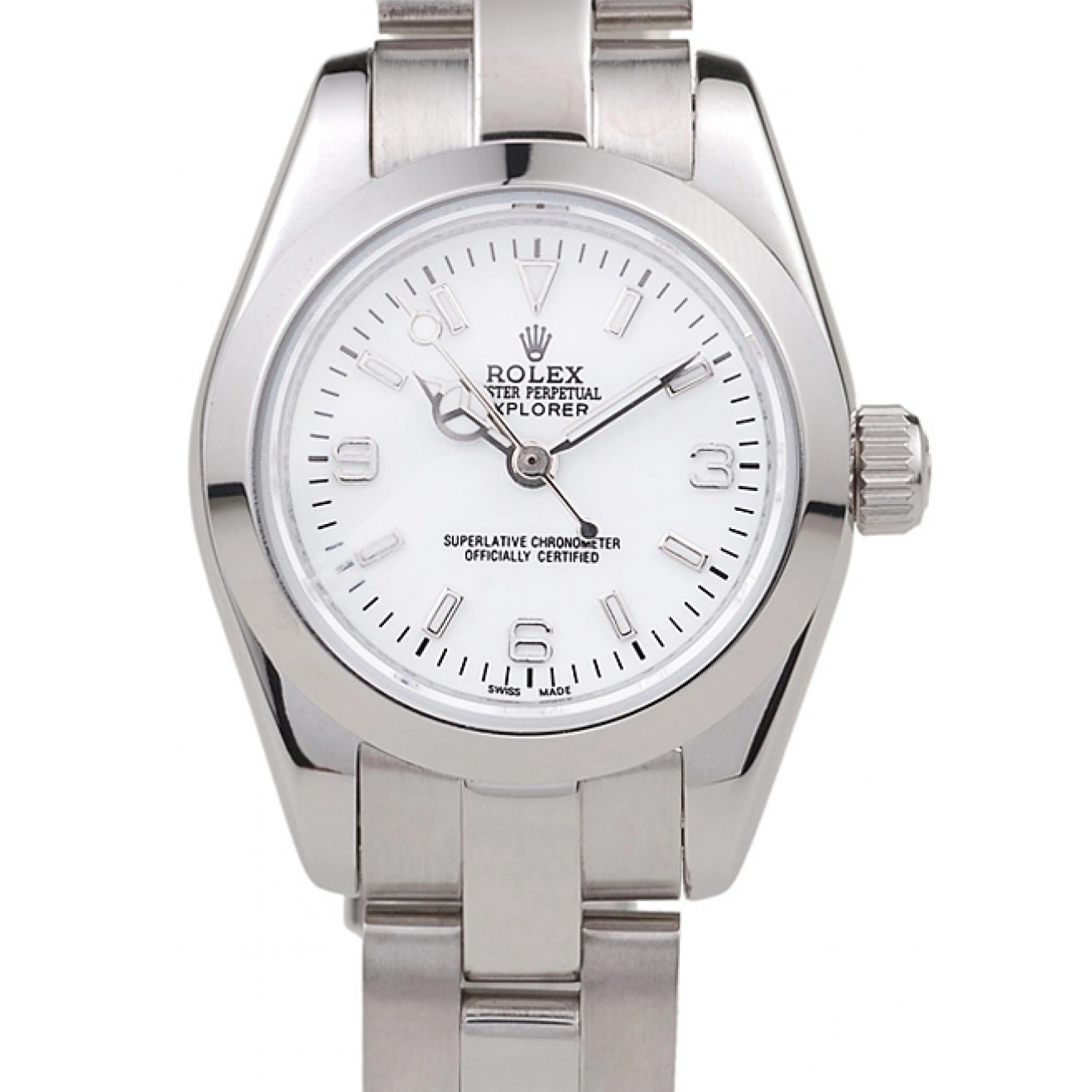 Aaa replica Explorer Polished Steel Dial 98088 Rolex White Stainless 0816